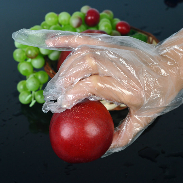 Guantes de mano de polietileno de plástico desechables para servicio de alimentos para mujeres