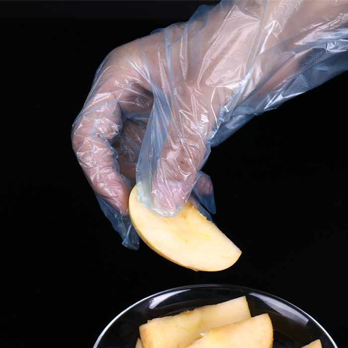 Guantes de mano de plástico desechables transparentes de polietileno