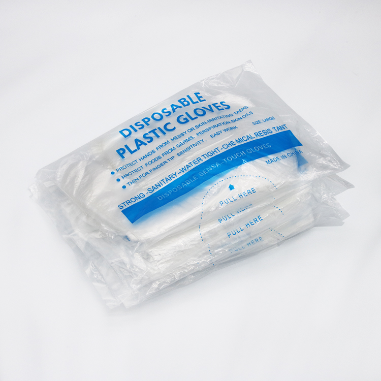 Guantes transparentes desechables de limpieza azul